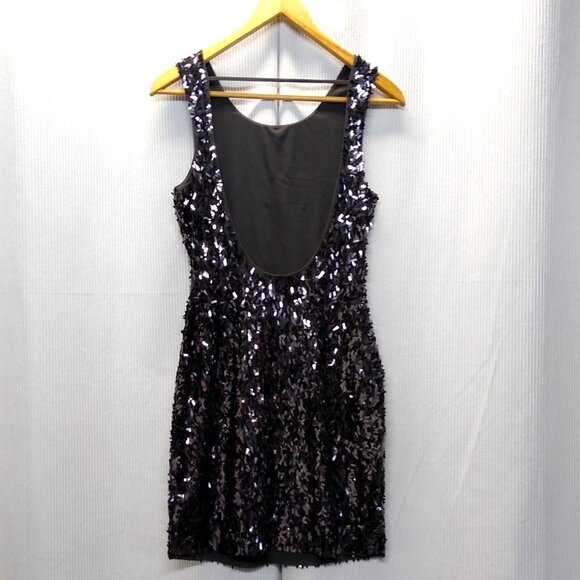 Express Black Sequin Mini Dress XS Chest 30" Sleeveless Shimmer 100% Polyester - Picture 2 of 12